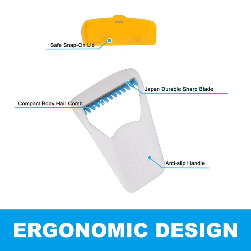 50Pcs Portable Disposable Razors, Skin Blade Razors, Individually Packaged Dry/Wet with Protection Cap, Stainless Steel Single Blade Hair Removal Prep Blade Razors for Women Men for Home&Summer Travel