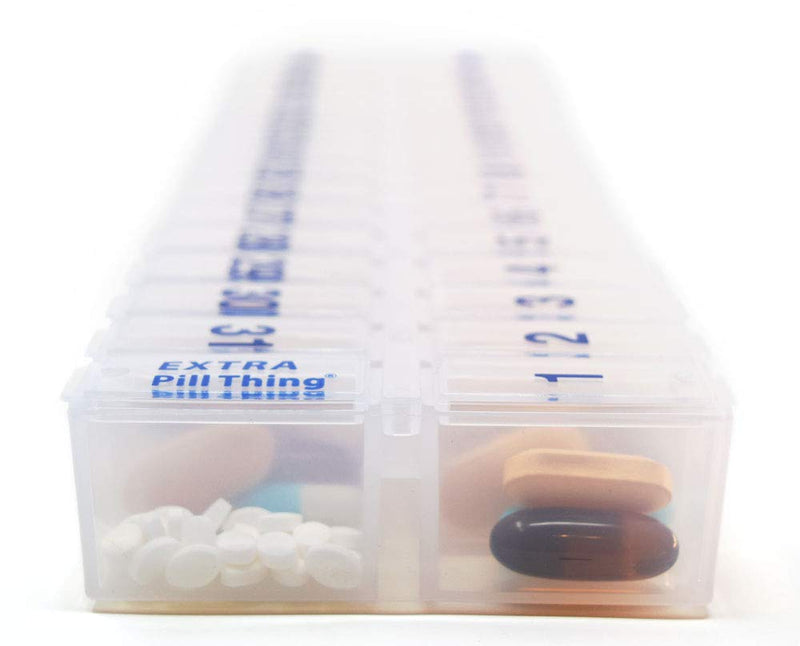 Once-a-Day Monthly Pill Organizer – Large Compartments with Removable Lid for Easy Loading – Holds 31 Days of Medications Plus Extra Compartment – BPA Free Clear Standard