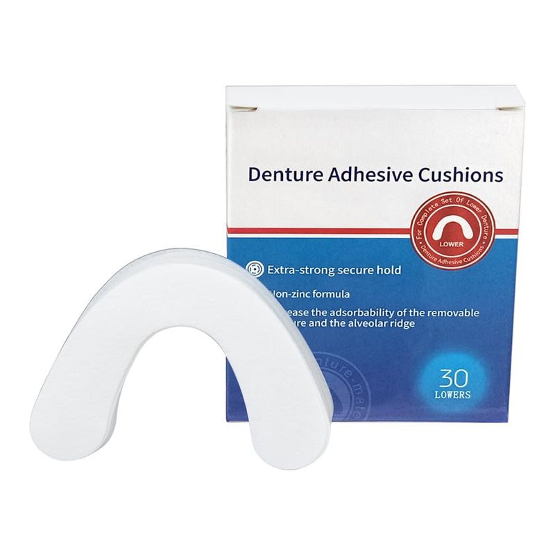 [Australia] - 120 Pads (4 Pack) Free Long-Lasting Lower Denture Adhesive Cushion, Denture Adhesive Soft Pad for Secure Hold and Food Seal (Lower) 