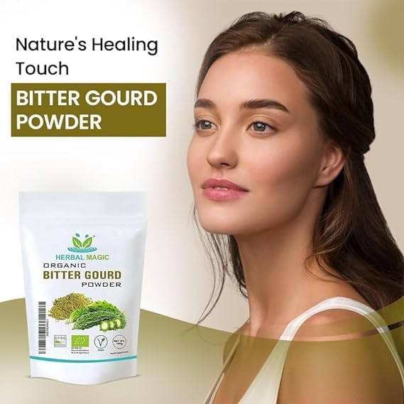 Herbal Magic's Organic Bitter Gourd Powder-Great Green Vegetable-Also Known as Karela, Bitter Melon,Balsam-pear. Free from Fillers & Preservatives- of&G UK Organic Certified 1x200g Pack 200 g (Pack of 1)