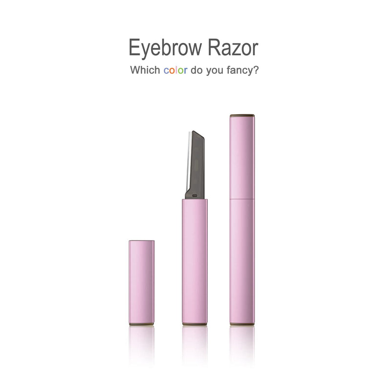 [Australia] - Exfoliating Eyebrow Razor Dermaplaning Tool Eyebrow Trimmer with 4 Replacement Blades, Facial Razors for Women Aluminum Alloy Handle & Stainless Steel Blade (pink) pink 1 Count (Pack of 1) 