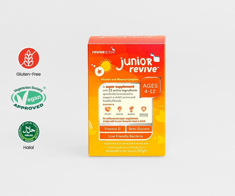 Junior Revive Unflavoured, Kids Multivitamin - 22 Active Ingredients - 1 Daily Sachet - Childrens Vitamin & Mineral Complex - Supports Heart Health, Mental Performance and Immune System - 20 Sachets
