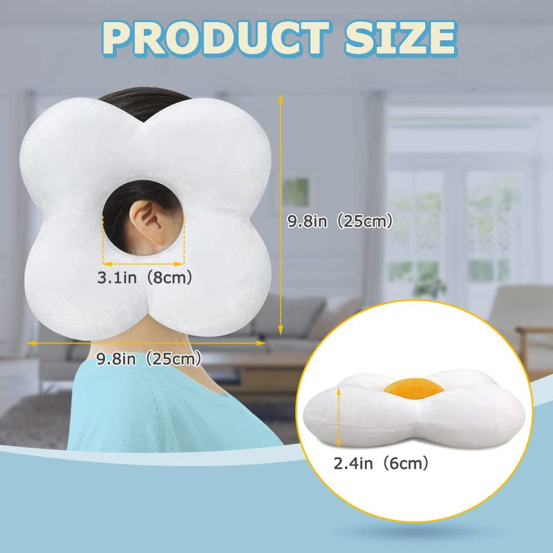 [Australia] - Ear Piercing Pillow for Side Sleepers Donut Pillow with Ear Hole, CNH, Relief Pain Ear Inflammation and Pressure Sores Guard Protector Earplugs Support Pillow for Sleeping White 