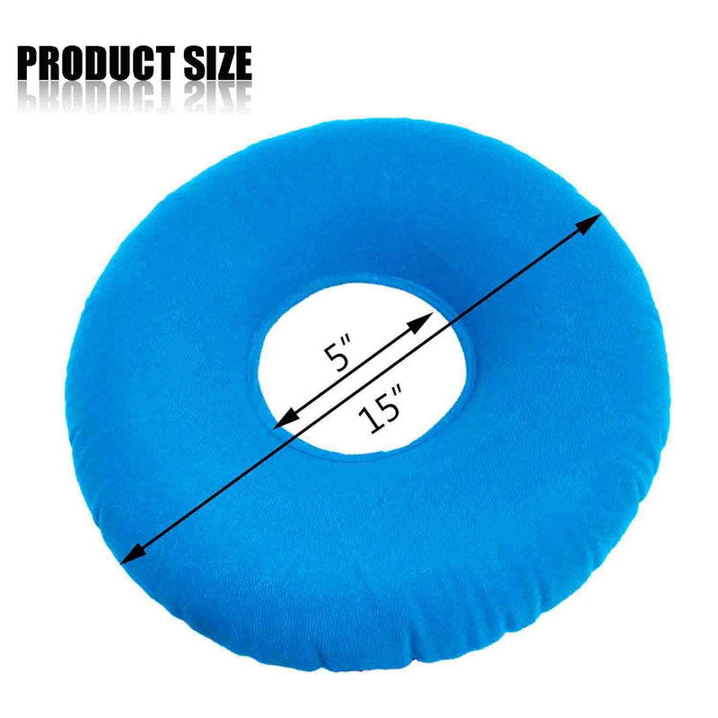 [Australia] - 2 Pack Inflatable Donut Cushion for Tailbone Pain, Hemorrhoidal Donut Pillow, Round Donut Pillow for Sitting, Home, Car or Office Chair (15" Light Blue & Gray) 