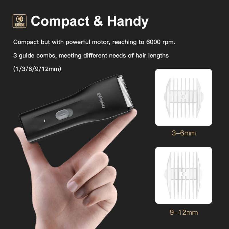 [Australia] - Electric Body Hair Trimmer for Men, Handy Ball Trimmer Groin & Pubic Hair Trimmer for Men, Rechargeable Waterproof Body Shaver Groomer for Men for Travle, Black 