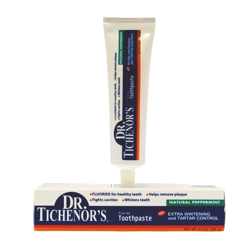[Australia] - Dr. Tichenor's Extra Whitening and Tartar Control Fluoride Toothpaste - Cavity Fighting, Plaque Removal, and Teeth Whitening, with Natural Peppermint Flavor - 6.4 Ounce (Pack of 2) 