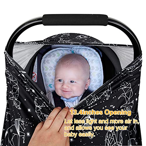 [Australia] - Rquite Baby Car Seat Cover, Carseat Cover Girls Boy, Stretchy Infant Car Seat Cover, Breathable Baby Carrier Cover, Soft Car Seat Canopy, Multi-use Covers Up for Stroller, Shopping Cart, High Chair Constellation 