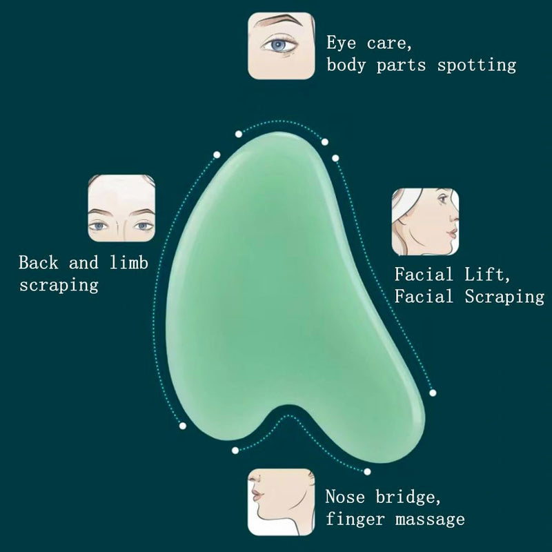 [Australia] - Gua Sha Jade Stone Gua Sha Massage Tool, Guasha Tool for Face and Body Skin Massage. Tools for SPA Acupuncture, Pink Stone for Body Face Neck and Eye, Skin Care Gift for Woman Light Green 