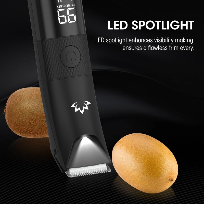 [Australia] - Manscape Trimmer for Men - Electric Body Hair Trimmer with Light, IPX7 Waterproof Electric Razor for Balls/Pubic/Groin/Legs/Chest Hair Removal, Lightweight with LED Display, Gifts for Him Dad 