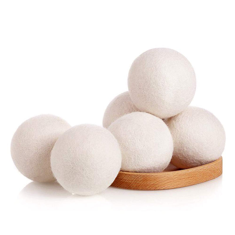 [Australia] - Wool Ball, Wool Dryer Balls XL Premium Reusable Natural Fabric Softener Pet Fur Hair Remover - Set of 6PCS (White) 