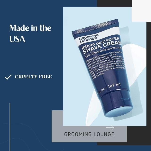 [Australia] - Grooming Lounge Beard Destroyer Shave Cream for Men - Bump, Irritation & Razor Burn Free Shaving Cream Sensitive Skin, Men Beard Care - Soft, Smooth, Easy Glide Low Shaving Foam Lather Formula, 3-Pack 