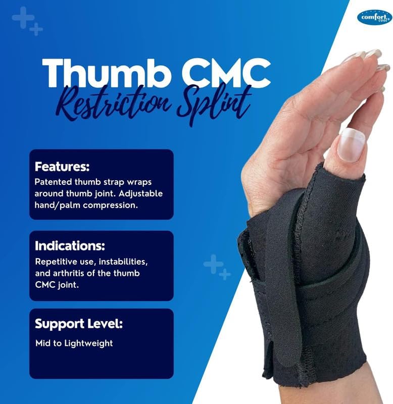 Comfort Cool Thumb CMC Restriction Splint, Right Medium Plus 7-7/8" to 8-1/4" Black - Right Medium+ (Pack of 1)
