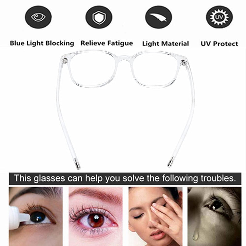 [Australia] - LNTICB Blue Light Filter Glasses Computer Glasses Gaming Safety Glasses TR90 Glasses Frame Blue Light Glasses UV Blue Blocking Super Light Reducing Eye Strain Fashion for Women Men Transparent-n1 