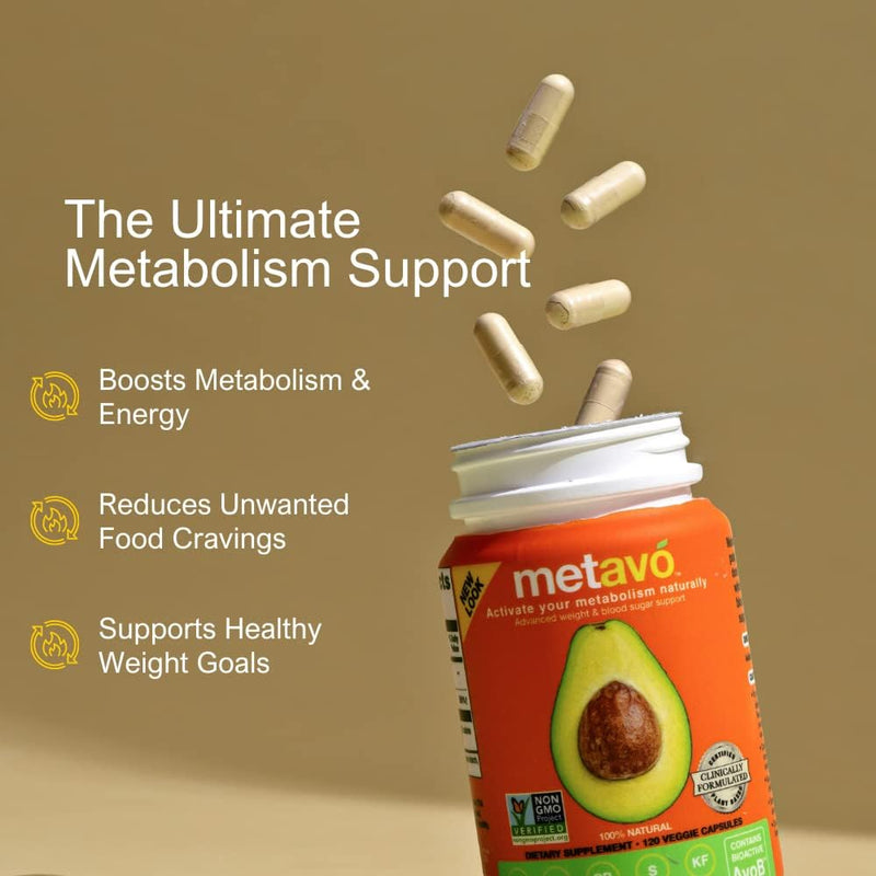 [Australia] - Metabolism Capsules | Energy Support Supplement | Advanced Natural Support | Curb Sugar Cravings | with Avocado Based AvoB and Chromium | 120 Count 