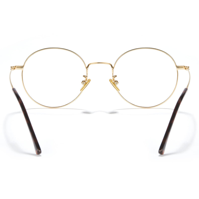 [Australia] - Cyxus Round Blue Light Glasses for Men Women Wire Frame UV Blocking Computer Glasses Clear Lens Metal Ultralight Eyewear 01 - Gold 