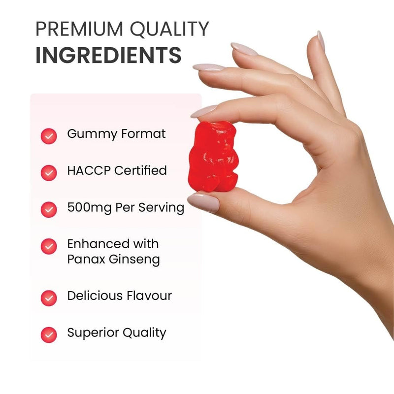 500mg Gummy | Extra Strength Gummies, Stamina Endurance Booster Supplement | 10 Ginseng Gummy 10 count (Pack of 1)