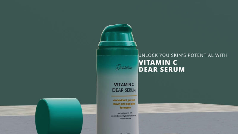 Dearskin Vitamin C Serum 20% - PURE L-ASCORBIC ACID, Ferulic Acid, Hyaluronic Acid Botanic, Vitamin E Organic Cruelty Free for Face and Neck Best Antioxidant, Treatment for Wrinkles, Men and Women Combo