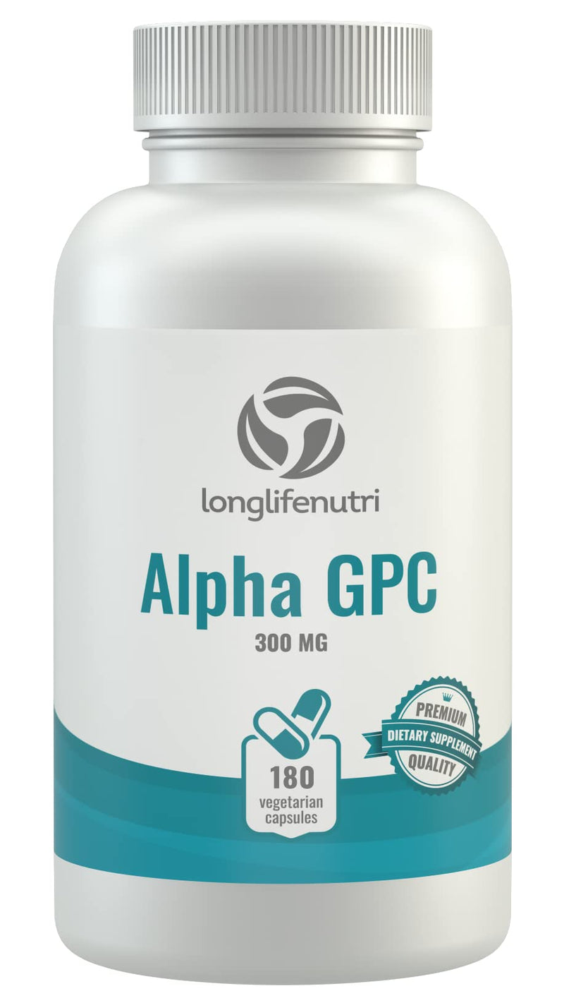 [Australia] - Alpha GPC Choline Supplement 300mg - 180 Vegetarian Capsules | Made In Usa | Cognitive Enhancer Nootropic | Supports Memory & Brain Function | Boosts Focus & Mood | 300 mg Pure Powder Pills Complex 180 Count (Pack of 1) 