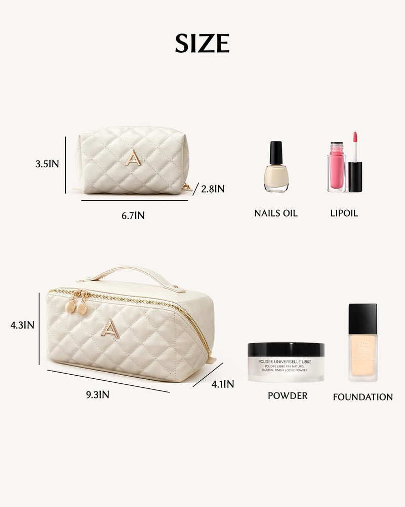 EACHY Birthday Gifts for Women & Back to School, Personalized Makeup Bag | Birthday Gift, Gift Box, Greeting Card, TPU Makeup Brush Bag, Open Flat Makeup Organizer Bag, Divider and Handle S-Set 2-Piece Set