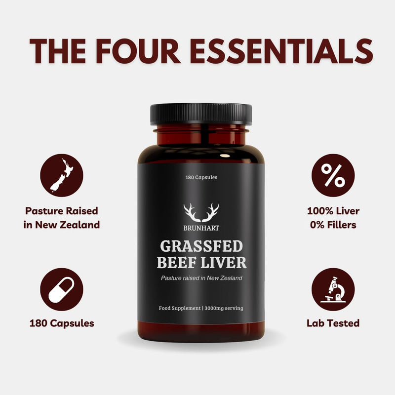Pasture Raised Beef Liver 180 Capsules | 3000mg Per Serving | 100% Pure Grass Fed No Fillers | Lab Tested For Safety | No Additives or Preservatives | Nutrient Rich Freeze Dried