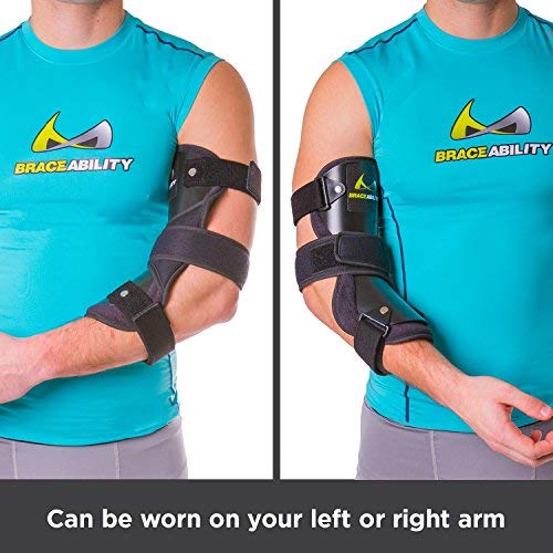 BraceAbility Cubital Tunnel Syndrome Elbow Brace | Splint to Treat Pain from Ulnar Nerve Entrapment, Hyperextended Elbow Prevention and Post Surgery Arm Immobilizer - L (LARGE/X-LARGE)