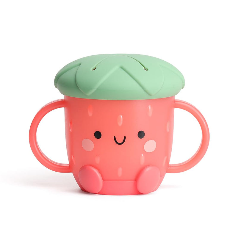 [Australia] - Itzy Ritzy Toddler Snack Cup - Spill-Proof Snack Cup for Toddlers with Soft Silicone Lid for Easy Food Access - Easy-To-Hold Kids Snacks Container With Handles - Ideal for 12 months & Up (Strawberry) Strawberry 