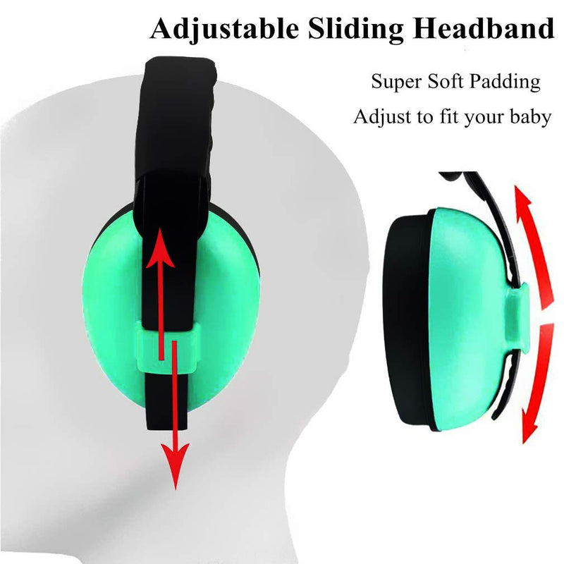 [Australia] - Solar-Power Baby Noise Cancelling Headphones, Ear Protection Earmuffs for 0-3 Years Kids Mint Green 