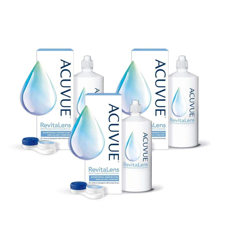 [Australia] - ACUVUE RevitaLens MPDS – care product and cleaner for soft contact lenses with antimicrobial effect – works for more than 16 hours – 3 x 360 ml combination solution 