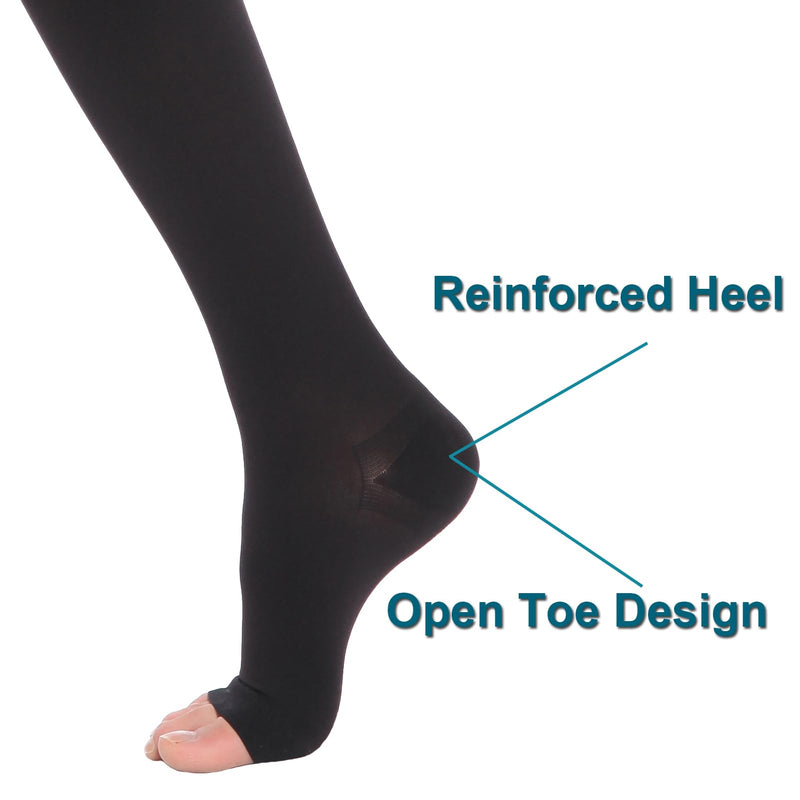 [Australia] - Open Toe Thigh High Medical Compression Stockings For Women & Men 20-30 mmHg Firm Graduated Support Hose Socks For DVT,Varicose Veins,Relief Shin Splints,Edema,Swelling Open Toe Black Medium 