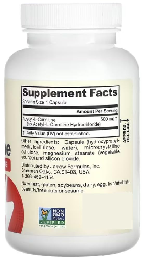 Jarrow Formulas - Acetyl L-Carnitine | 500 mg for Energy and Cognitive Support - 120 Capsules