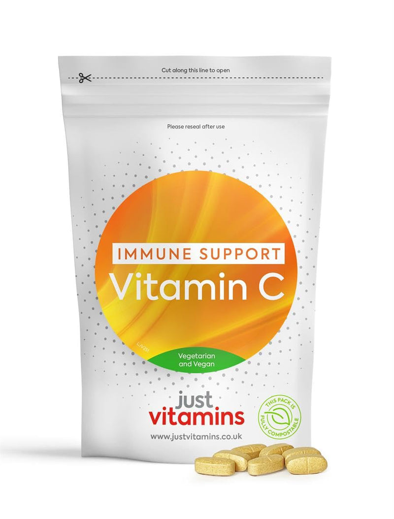 Vitamin C 1000mg | 90 Vegan Timed Release Tablets | High Strength Immune Support | Antioxidant Protection | Collagen Formation | Energy & Skin Health | Non-GMO | UK Made - Just Vitamins