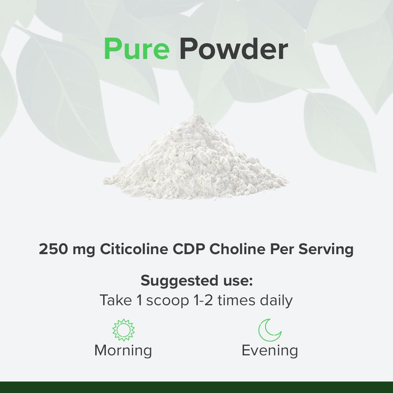 Citicoline CDP-Choline Powder 25g – Cognitive Function & Mental Performance Support – 250mg per Serving, Vegan, GMO & Gluten Free – Raw Powders