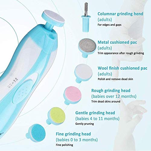 [Australia] - Baby Electric Nail File, 8 in 1 Safe Baby Nail Trimmer, Baby Nail Clippers with 6 Grinding Heads, Baby Nail Care Kit for All Ages 