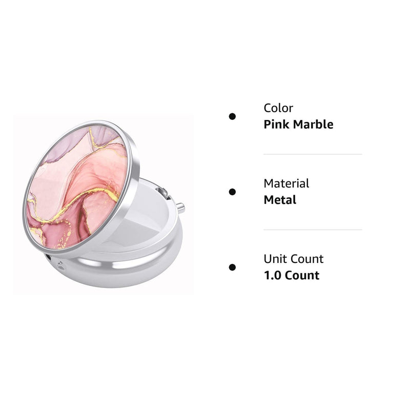 [Australia] - Nipichsha Pill Box, Small Pill Case for Purse & Pocket, Cute Medicine Organizer Travel Pillbox, Portable Pill Container Holder to Hold Vitamins, Medication, Fish Oil and Supplements, Pink Marble 