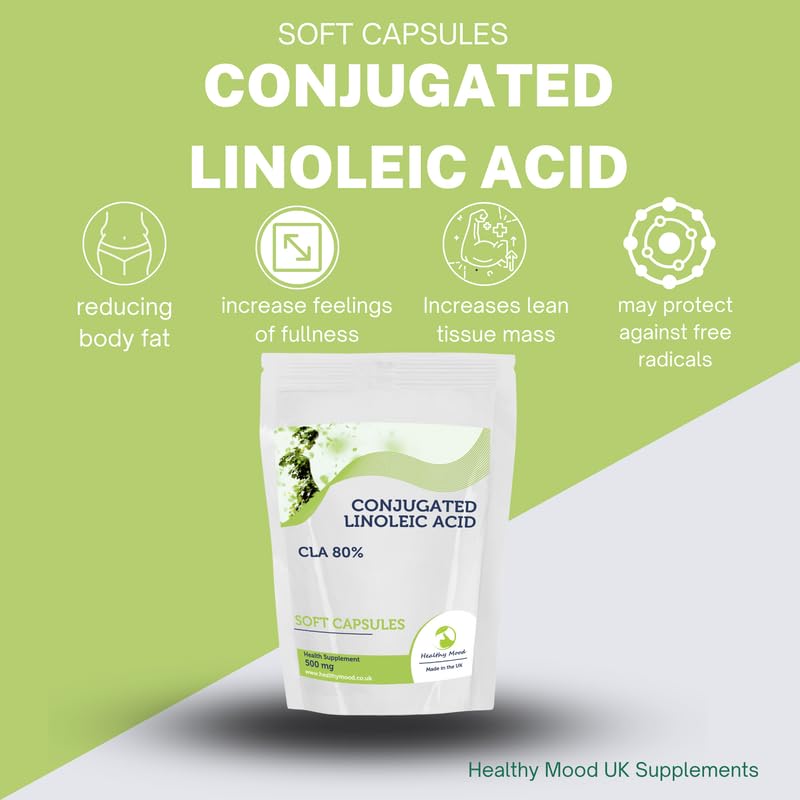Conjugated Linoleic Acid 500mg CLA 180 Soft Capsules - Choose Your Packet Size - LetterBox Friendly UK Fast Delivery -