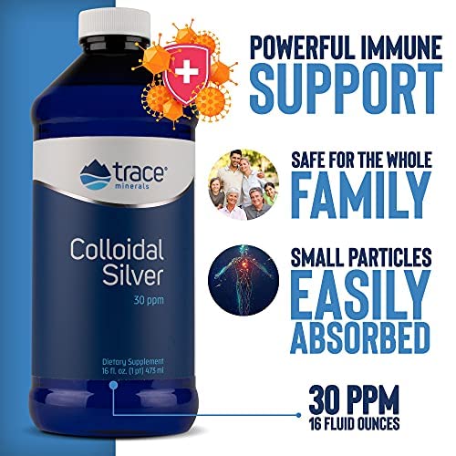 [Australia] - Trace Minerals | Colloidal Silver Liquid | 30 PPM Safe Dose Mineral Supplement, 99.99% Pure, Super-Oxygenated, Vegan | 16 fl oz Bottle (1 Pack) 16 Fl Oz (Pack of 1) 
