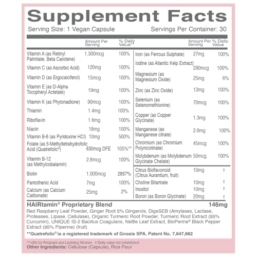 [Australia] - HAIRtamin MOM Vegan Prenatal & Postnatal Multivitamin Supplement & Hair Vitamin Pregnancy, Postpartum, Breastfeeding Probiotic One-a-Day Hair Vitamins with Biotin, Zinc, Iron (30 Counts) 30 Count (Pack of 1) 