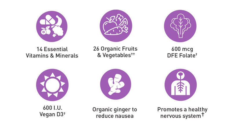 Country Life Realfood Organics Prenatal Multivitamin, 90 Talets | Designed to support the health of mom and abby with a gentle-on-thestomach whole food formula