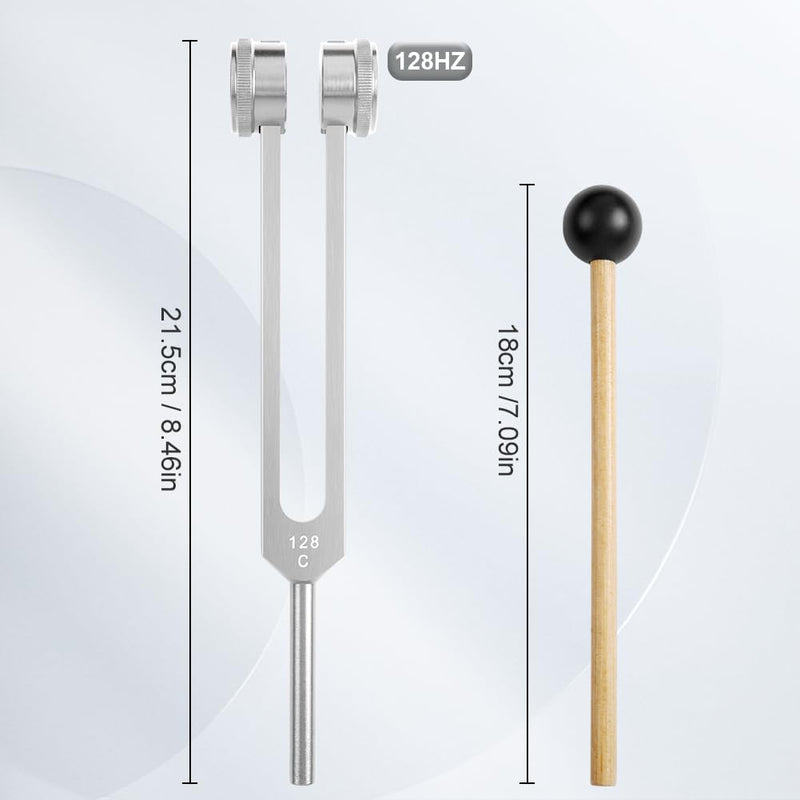 [Australia] - AOGOE 128HZ tuning fork therapy, tuning fork neurology, aluminum alloy tuning fork offer accurate frequency response with a silicone hammer for therapy, chakra therapy, sound therapy, anti-stress 128 Hz 
