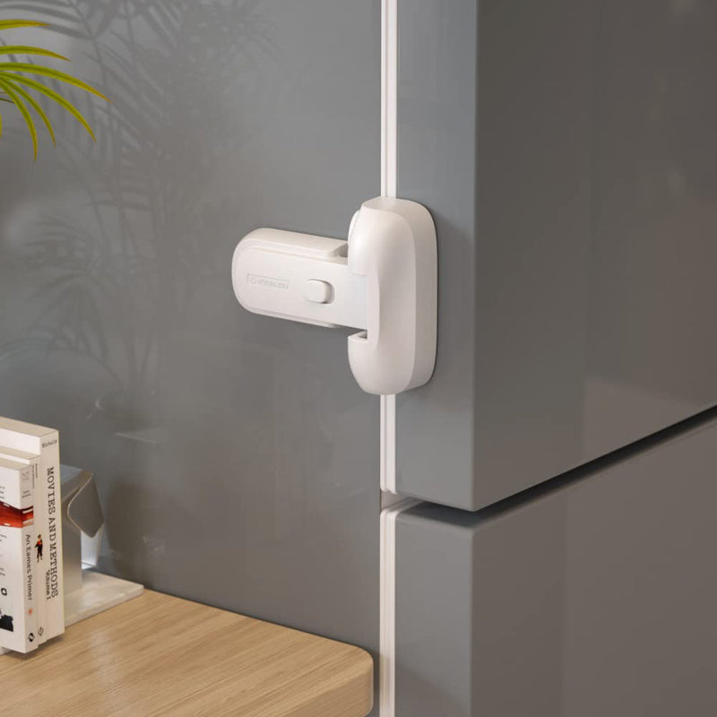 [Australia] - EUDEMON 1 Pack Updated Child Proof Refrigerator/Fridge/Freezer Door Lock Apply to Max 1"(25mm) Sealing Strip for Toddlers and Kids, no Tools Need or Drill (White) White 