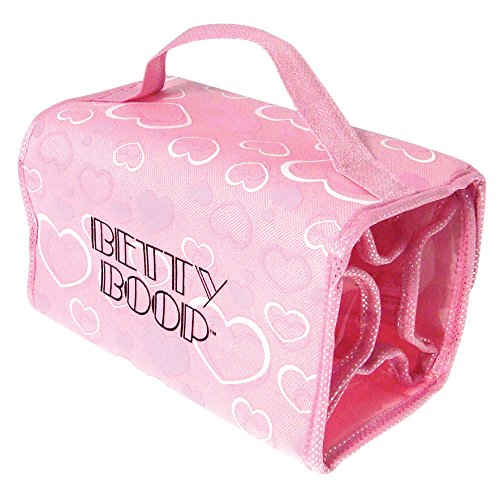Betty Boop Pink Organizer Wrap Bag – Glittery Foldable Makeup & Storage Case with Clear Compartments – Cosmetic, Pencil, Jewelry, Toiletry & Accessory Gift Pouch for Women, Girls & Fans- Travel