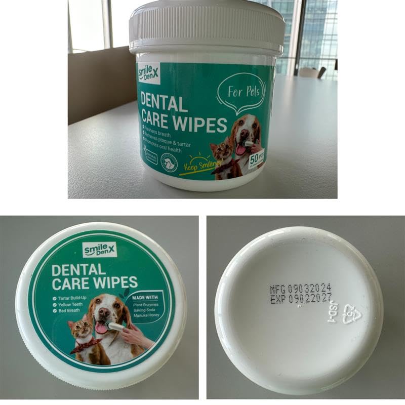 Teeth Cleaning Wipes for Dogs & Cats, Dog Finger Toothbrush Wipes, Dog Dental Care Finger Wipes, Dog Tooth Brushing Kit, Remove Plaque & Tartar Buildup, Fresh Breath (50 PCS, Unscented) 50 PCS
