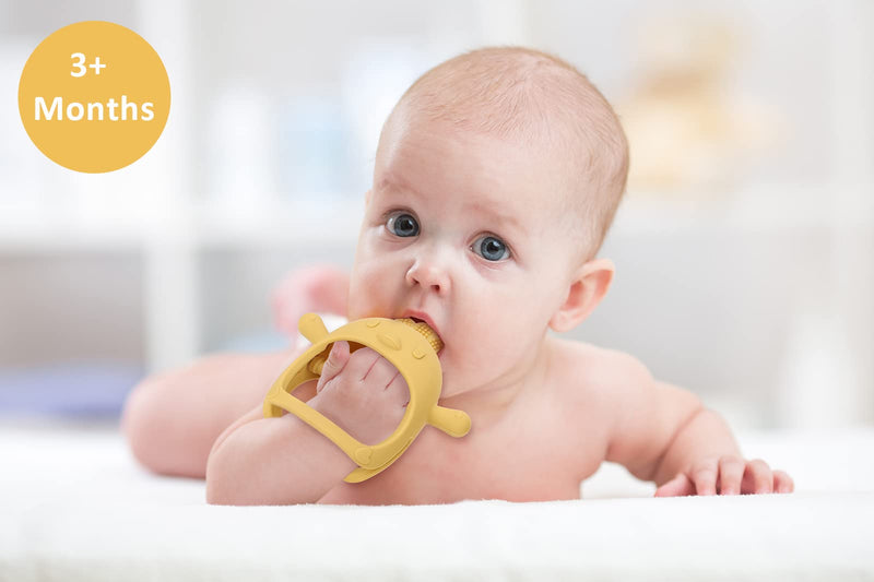 [Australia] - Socub Silicone Baby Teether Toy for Infants 3+ Months, BPA Free Anti-Drop Silicone Mitten Teething Toy for Soothing Sore Gums, Baby Chew Toys for Sucking Needs, Dusty Blue 