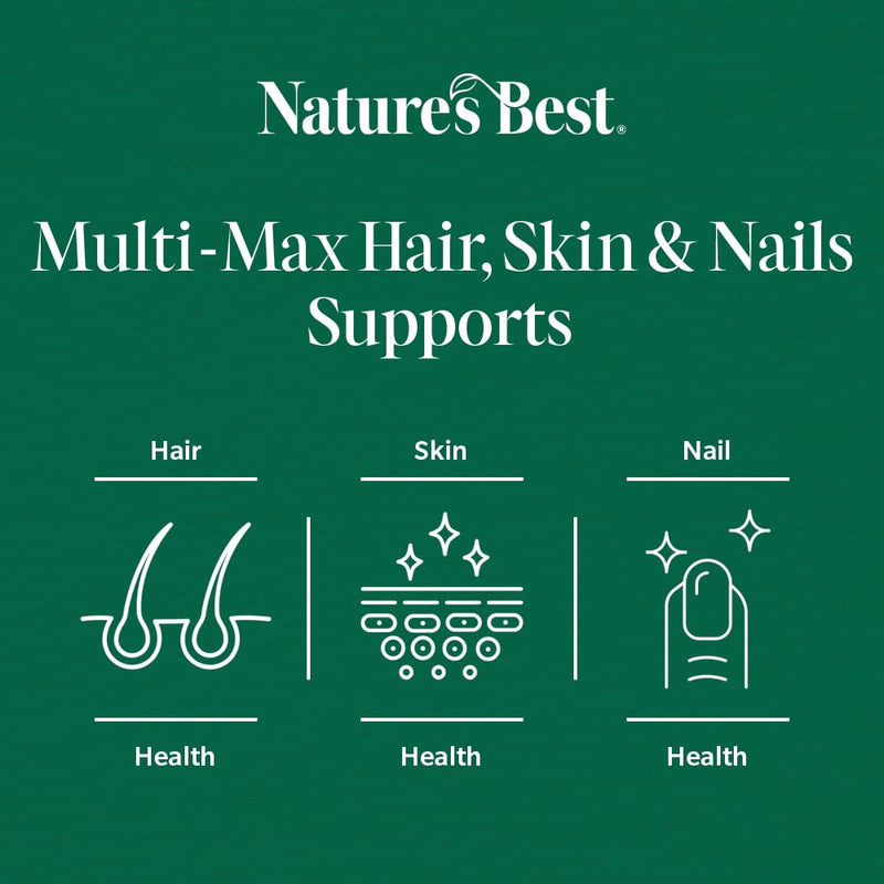 Nature's Best Multi-Max Multivitamin for Hair, Skin & Nails - with Biotin, Selenium & Zinc - Triple Action Support - UK Made - 60 Tablets (2 Months' Supply) 60 count (Pack of 1)
