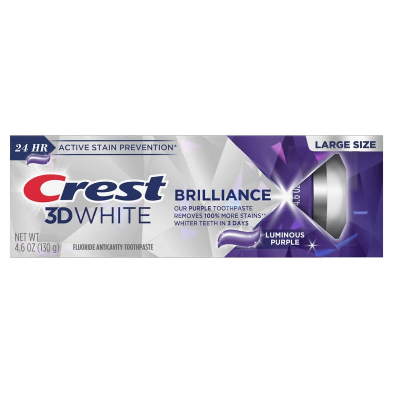 [Australia] - Crest 3D White Brilliance Luminous Purple Teeth Whitening Toothpaste, 4.6 oz Pack of 3, Anticavity Fluoride Toothpaste, Fights 100% More Surface Stains, 24 Hour Active Stain Prevention 4.6 Ounce (Pack of 3) 