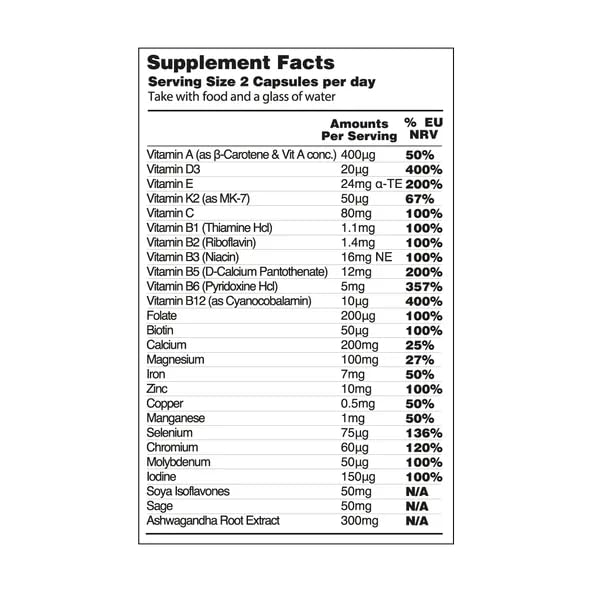 Vegetology Women's Balance Supplement with Sage, Ashwagandha & 26 Vitamins and Minerals