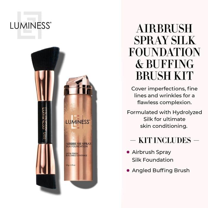 [Australia] - LUMINESS Face Time All In One Makeup Kit - Includes Face Palette, Airbrush Foundation, and Makeup Brush - Long-Wearing, Silky, Soft, Easy to Blend, 3-PC Make Up Set (03 - Light Medium) 03 - Light Medium 