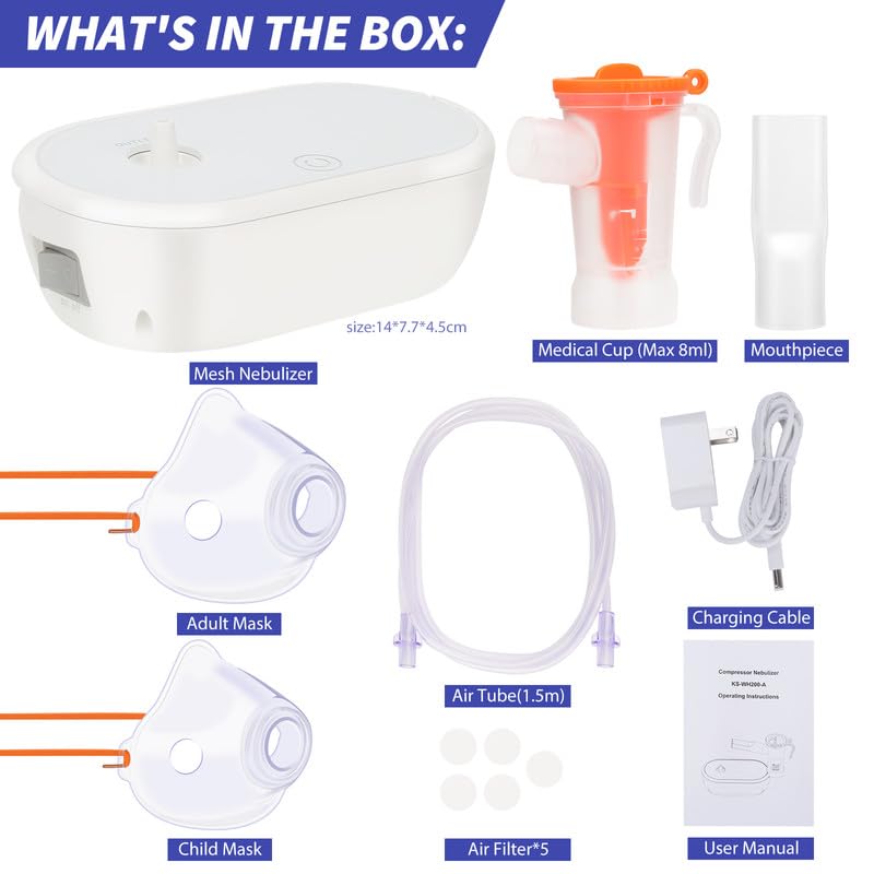 [Australia] - Mesh Spacer Compressor Mesh Breathing Machine with Mouthpiece Masks Desktop for Kids and Adults, White 