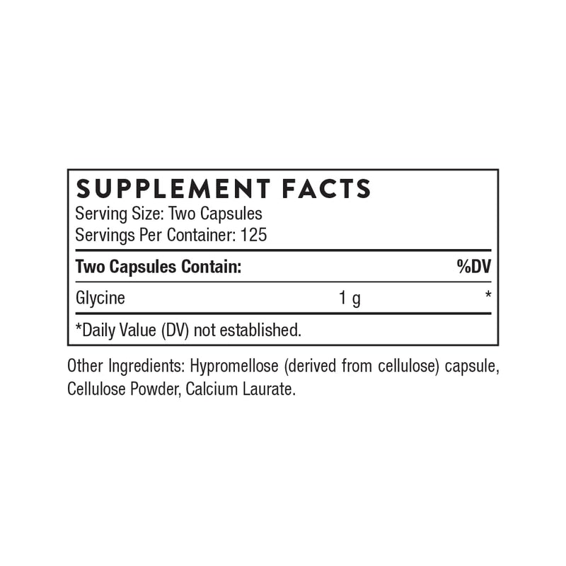 THORNE - Glycine - Supports Relaxation, Stress Management, Detoxification & Healthy Muscle Function* - Amino Acid Supplement - Third-Party Certified - Gluten, Dairy & Soy-Free - 250 Capsules