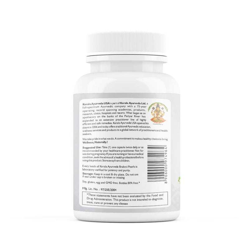 [Australia] - Kerala Ayurveda Brahmi Pearls soft gel capsules with Bacopa - Designed to support overall cognitive health, including memory, focus, and concentration. 60 Count 